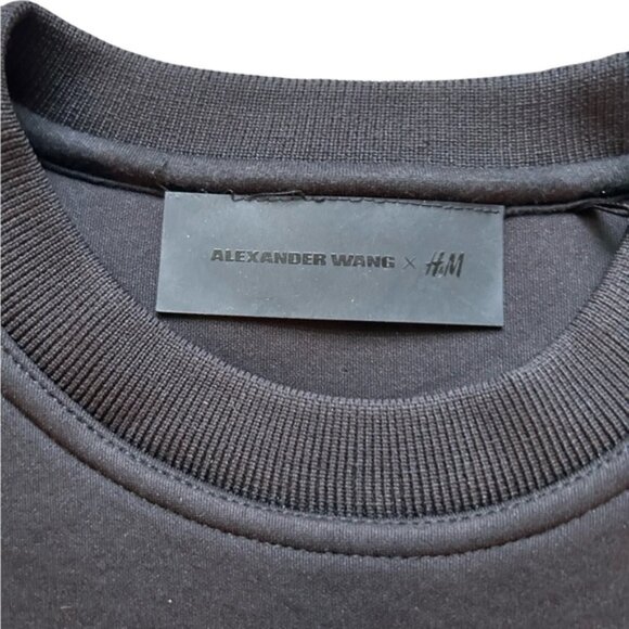 ALEXANDER WANG FOR H&M Black Neoprene Logo Embossed Sweatshirt Size small - Picture 4 of 6